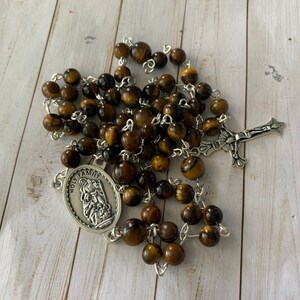 Brown Rosary, Catholic Rosary, Catholic Gifts, Rosary, Gifts for Him, Confirmation Gifts, Prayer Beads, Fathers Day Gifts, Tiger Eye Rosary,