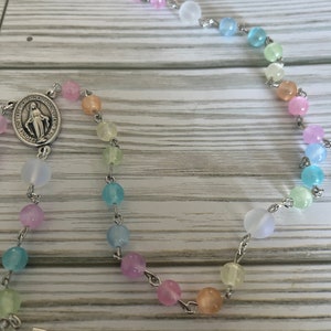 Selenite Rosary: Pastel Mermaid Glass Catholic Gift
