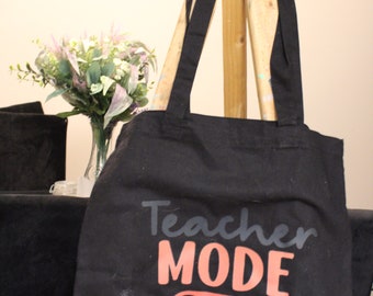 Teacher mode  Tote bag, Gifts for teacher, canvas tote bag, daily bag, aesthetic shoulder bag