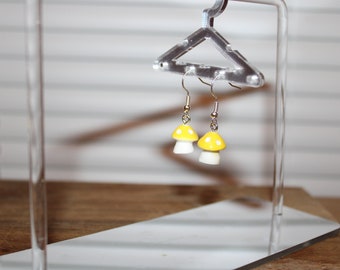 yellow mushroom charm earrings | Handmade earrings | Dangle Earrings| Trendy Earrings | mushroom earrings