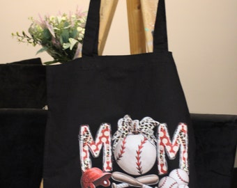 Baseball mom aesthetic tote bag, canvas tote bag, daily bag, aesthetic shoulder bag