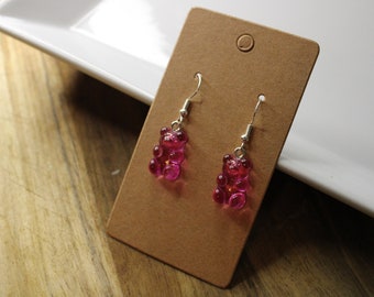pink gummy bear earrings, handmade earrings, trendy earrings, dangle earrings
