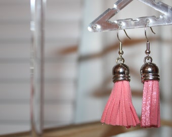 pink tassel dangle earrings  | Handmade earrings | Dangle Earrings| Trendy Earrings