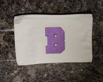 B letterman pouch, make bag, pencil bag, cosmetic bag, iron tote pouch