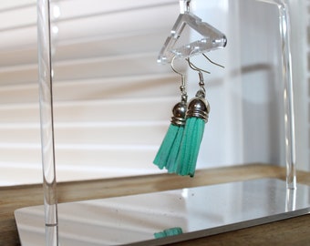 blue green  tassel dangle earrings  | Handmade earrings | Dangle Earrings| Trendy Earrings