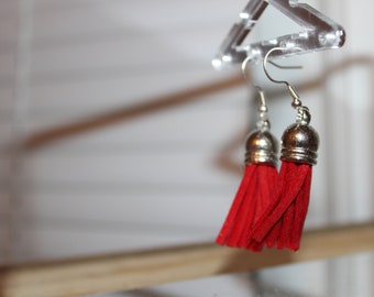 red tassel dangle earrings  | Handmade earrings | Dangle Earrings| Trendy Earrings