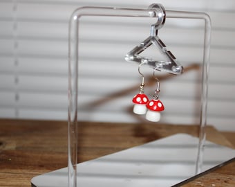 red mushroom charm earrings | Handmade earrings | Dangle Earrings| Trendy Earrings | mushroom earrings