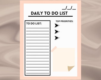 Daily to do list, pdf printable, digital pdf to do list