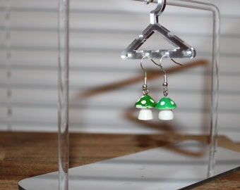 green mushroom charm earrings | Handmade earrings | Dangle Earrings| Trendy Earrings | mushroom earrings