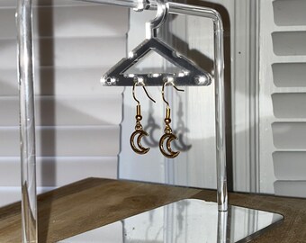 crescent moon gold earrings | Handmade earrings | Dangle Earrings| Trendy Earrings