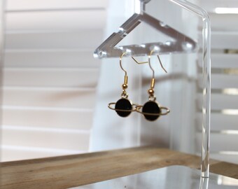 black  planet gold earrings | Handmade earrings | Dangle Earrings| Trendy Earrings