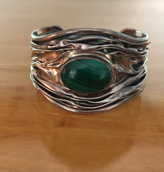 Stunning Hand Crafted  Sterling Silver & Malachit… - image 1
