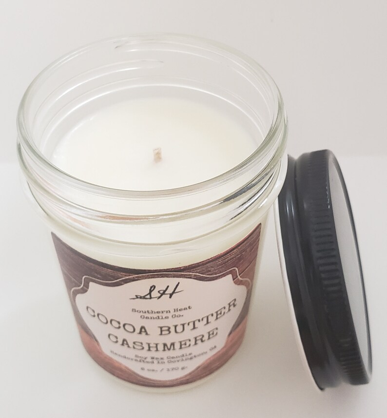 Soy Jar Candle Cocoa Butter Cashmere Farmhouse Decor 6 oz Etsy