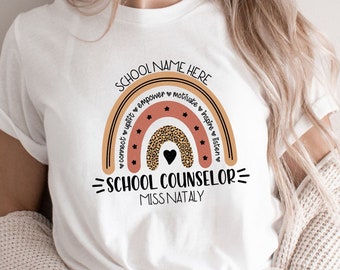 Custom School Counselor Tee: Rainbow Design Unisex Shirt