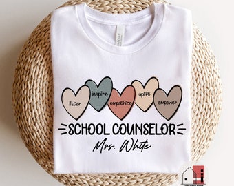 Custom School Counselor Shirt: Multi Hearts Tee
