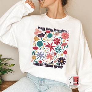 Floral Teacher Sweatshirt: Retro Elementary Teacher Crewneck