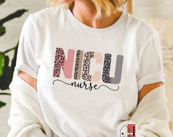 NICU Nurse Shirt, BOHO Neonatal Nurse Shirt, Baby Nurse Tee, Registered Nurse Shirts, Nurse Appreciation, Gift for Nurse, Leopard Rainbow.