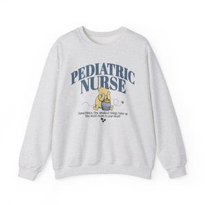 Pediatric Nurse Sweatshirt, Vintage Pooh Pediatrics RN PEDS Nursing Sweatshirt, Cute PICU Children's Nurses Appreciation, Peds Nursing. Ash