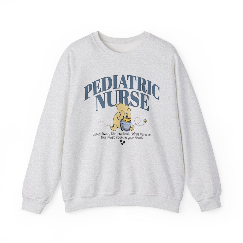 Pediatric Nurse Sweatshirt, Vintage Pooh Pediatrics RN PEDS Nursing Sweatshirt, Cute PICU Children's Nurses Appreciation, Peds Nursing. Ash
