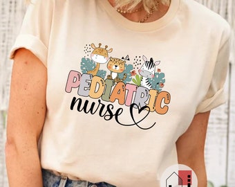 Pediatric Nurse T-Shirt: Gift with Animals, Nurse Life