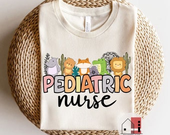 Pediatric Nurse Shirt with Animals: PEDS Nurse Tee