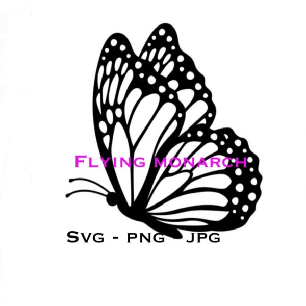 Flying Monarch Butterfly SVG PNG JPG