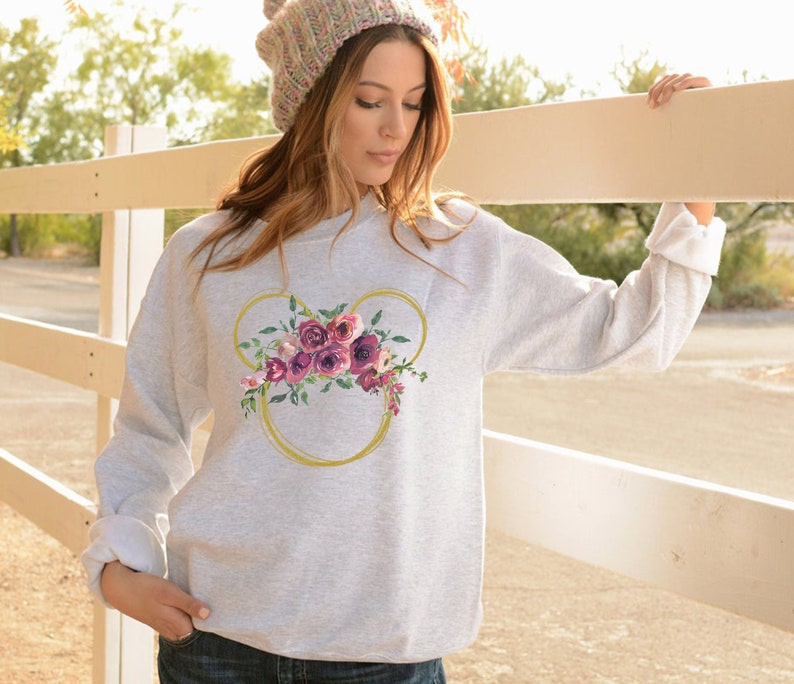 Floral Disney Disney Boho Sweatshirt Disney Floral Sweatshirt Floral Sweatshirt Disney Ears Sweatshirt Personalized Disney Sweatshirt
