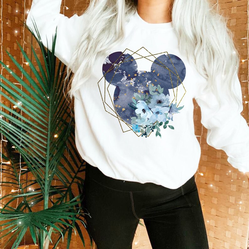 Disney Floral Sweatshirt Disney Ears Sweatshirt Floral | Etsy