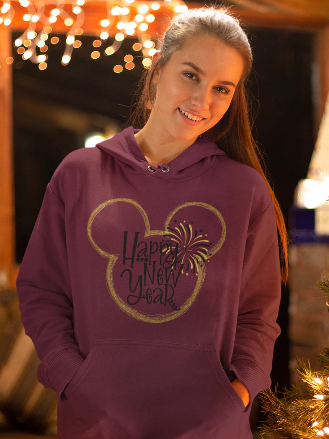 New Year Hoodie Disney Floral Hoodie Christmas Gift Etsy