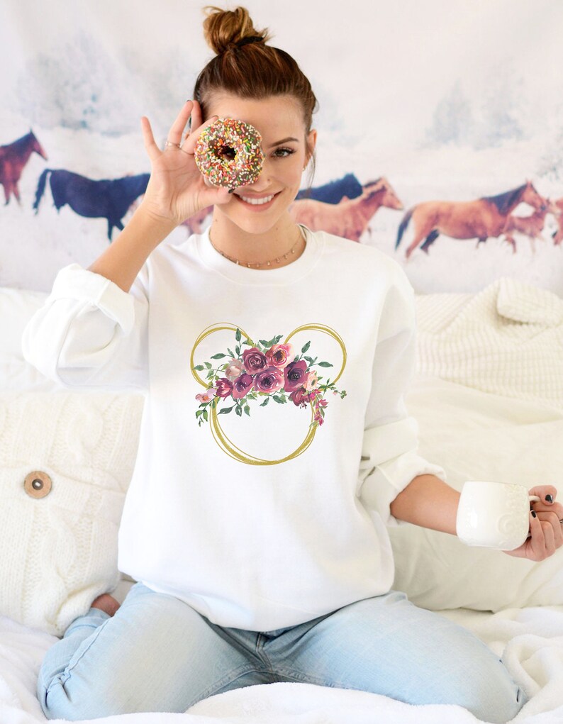 Floral Disney Disney Boho Sweatshirt Disney Floral Sweatshirt Floral Sweatshirt Disney Ears Sweatshirt Personalized Disney Sweatshirt