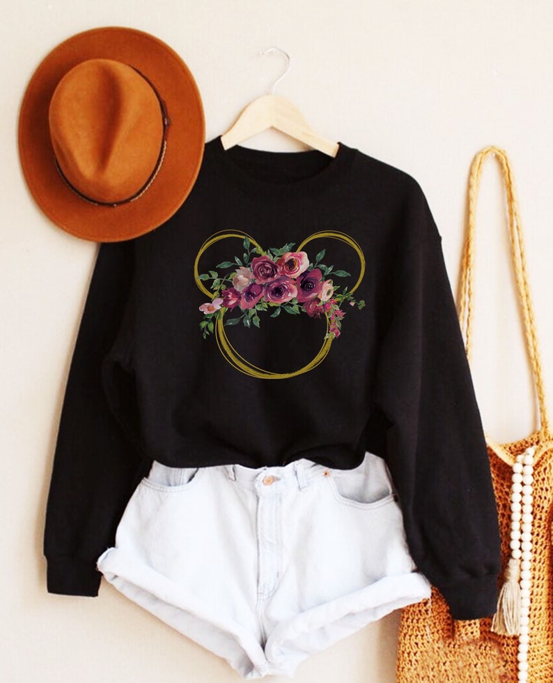 Floral Disney Disney Boho Sweatshirt Disney Floral Sweatshirt Floral Sweatshirt Disney Ears Sweatshirt Personalized Disney Sweatshirt