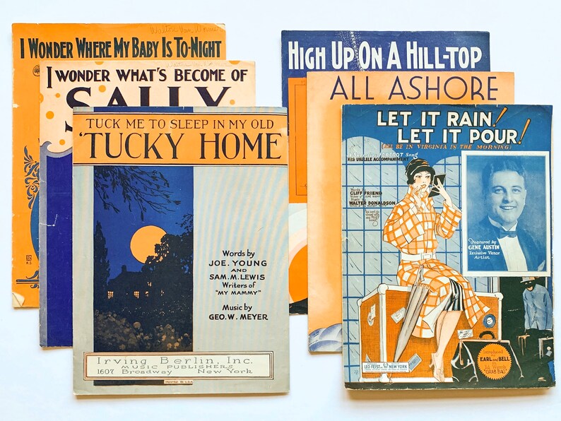 Antique Sheet Music Collection of 6 Songs With Blue and Etsy