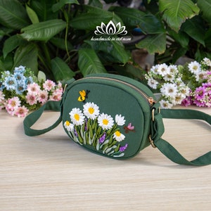 Mini-Umhängetasche | Borte bestickte Tasche | kompakte Umhängetasche