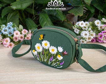 Mini Crossbody Bag | Ribbon Embroidered Bag | Compact
