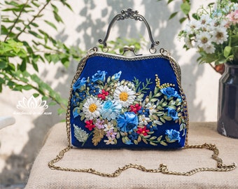 Embroidered handbag | shoulder bag | ribbon embroidery |  great Quality | unique product