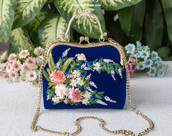 刺繍ハンドバッグ、ユニークなリボン刺繍バッグ - Etsy 日本