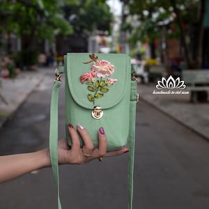 Bolso bandolera de lona para teléfono, cartera para teléfono con bandolera, regalo único