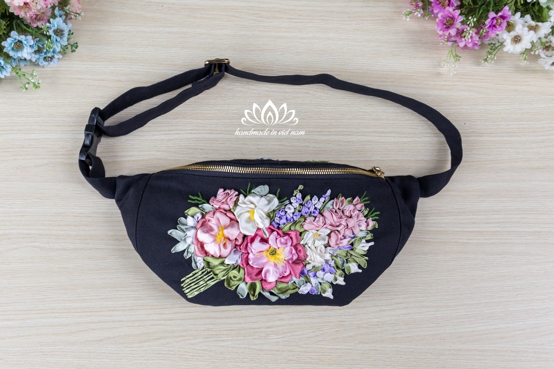 Embroidered Fanny Pack, Ribbon Embroidery Belt Bag, Travel Bag - Etsy