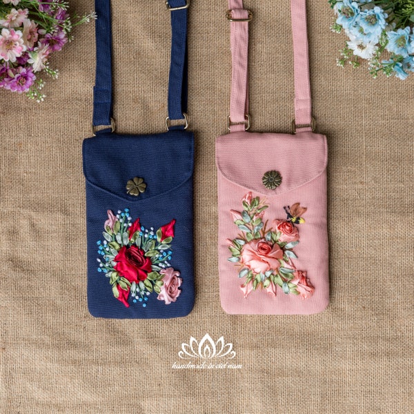 Crossbody canvas Phone Bag, Shoulder Phone Wallet, unique gift