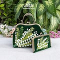 Embroidered handbag and wallet set, handbags with straps, lily of the valley embroidery product logo