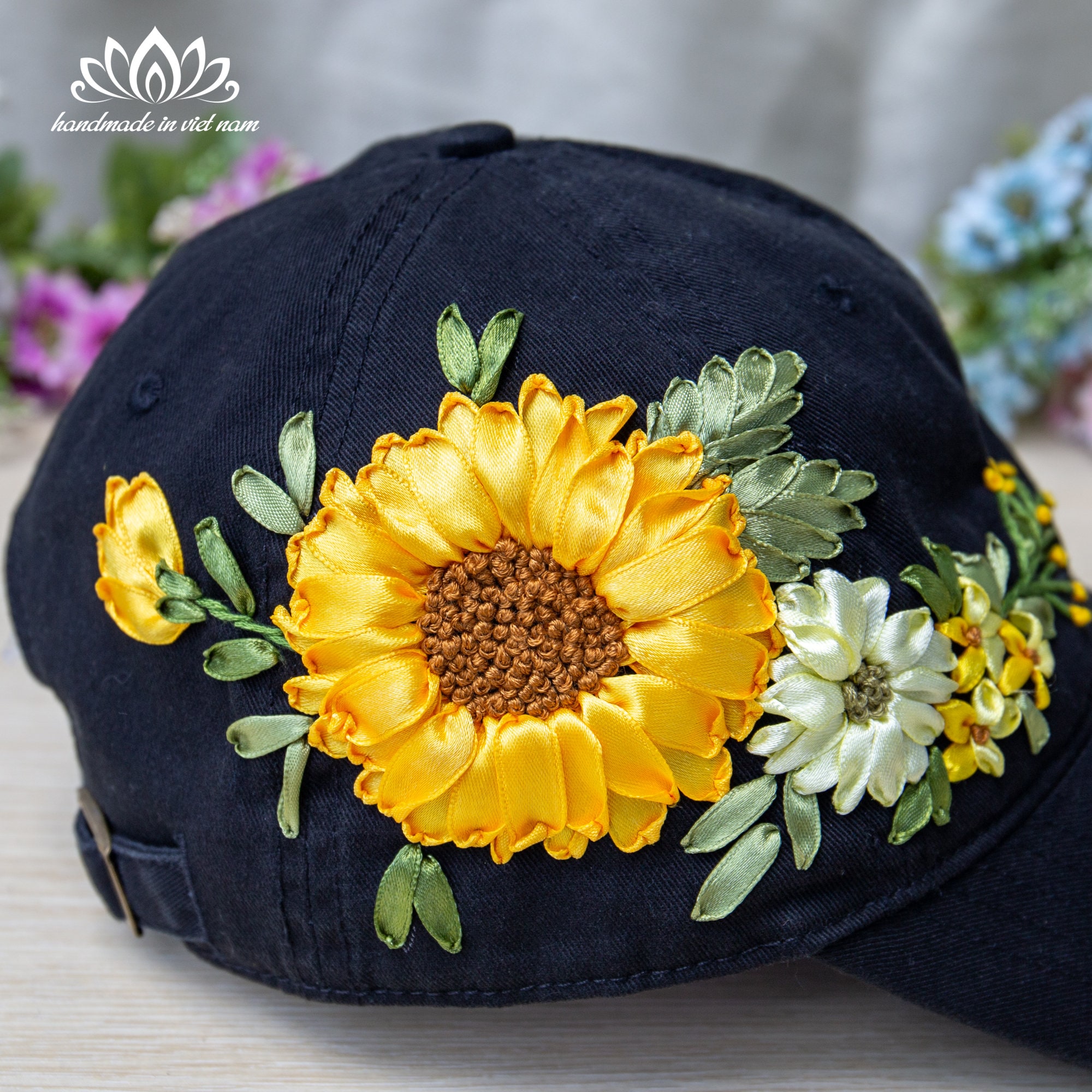 Baseball Cap Embroidered With Sunflowers, Hat for Active