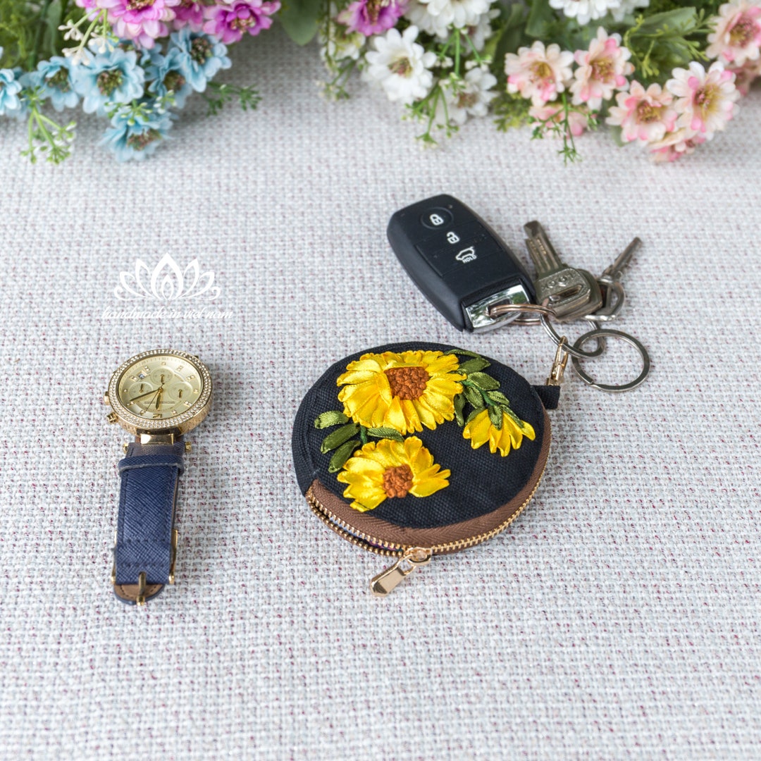 Embroidered Keychain Wallet, Cute Mini Wallet - Etsy