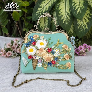 Conjunto de bolso y cartera bordados, bolsos con correas, 12 colores de terciopelo