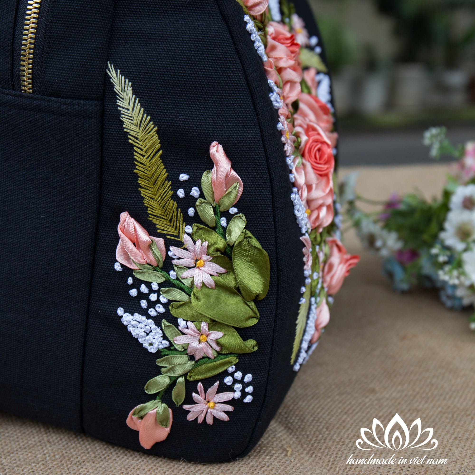 Women’s Embroidered Backpack Small Womens Embroidery Canvas Rucksack Backpack For Women  main image 3
