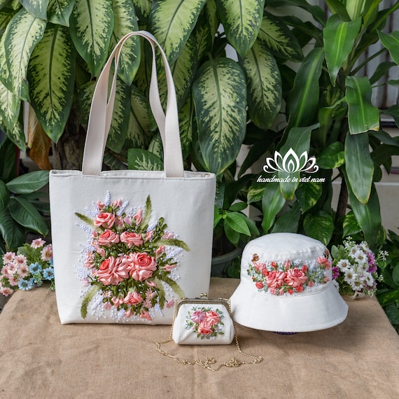 Set of Tote Bags, Bucket Hats and Mini Bags, Unique Ribbon  display picture 2