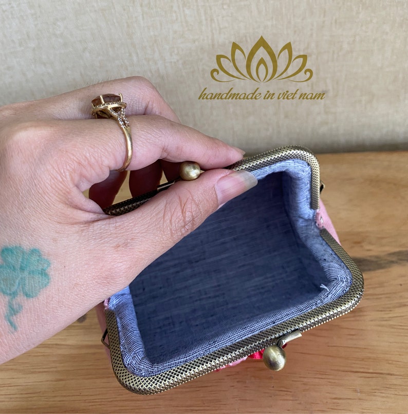 Embroidery Coin Purse Small Coin Purse With Hand Ribbon Etsy