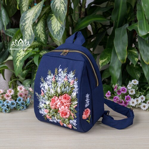 Backpack for Women, Embroidered Backpack, Unique Ribbon  display picture 2