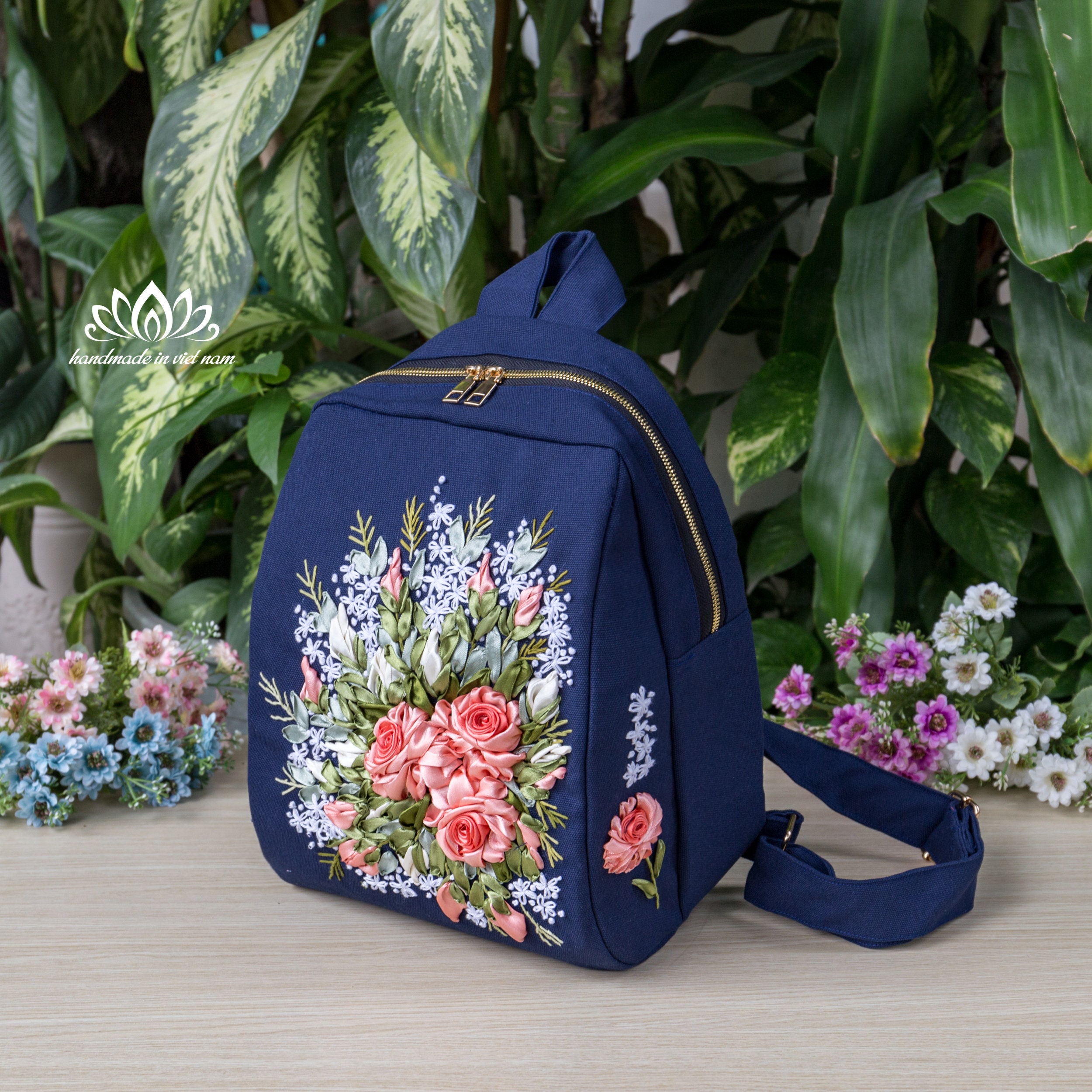 Backpack for Women, Embroidered Backpack, Unique Ribbon  display picture 2
