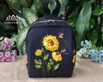 BAGGU Tan Sunflower Backpack - Hand Embroidery - New with Tags BAGGU | Bags | Baggu Tan Sunflower Backpack Hand Embroidery  main image 4