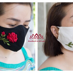 Embroidered Linen mask | Nose Wire | Reusable | Washable | Unique gift